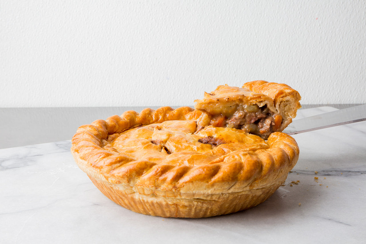 Steak and Stout Pie (double crust, 9 inch tin)